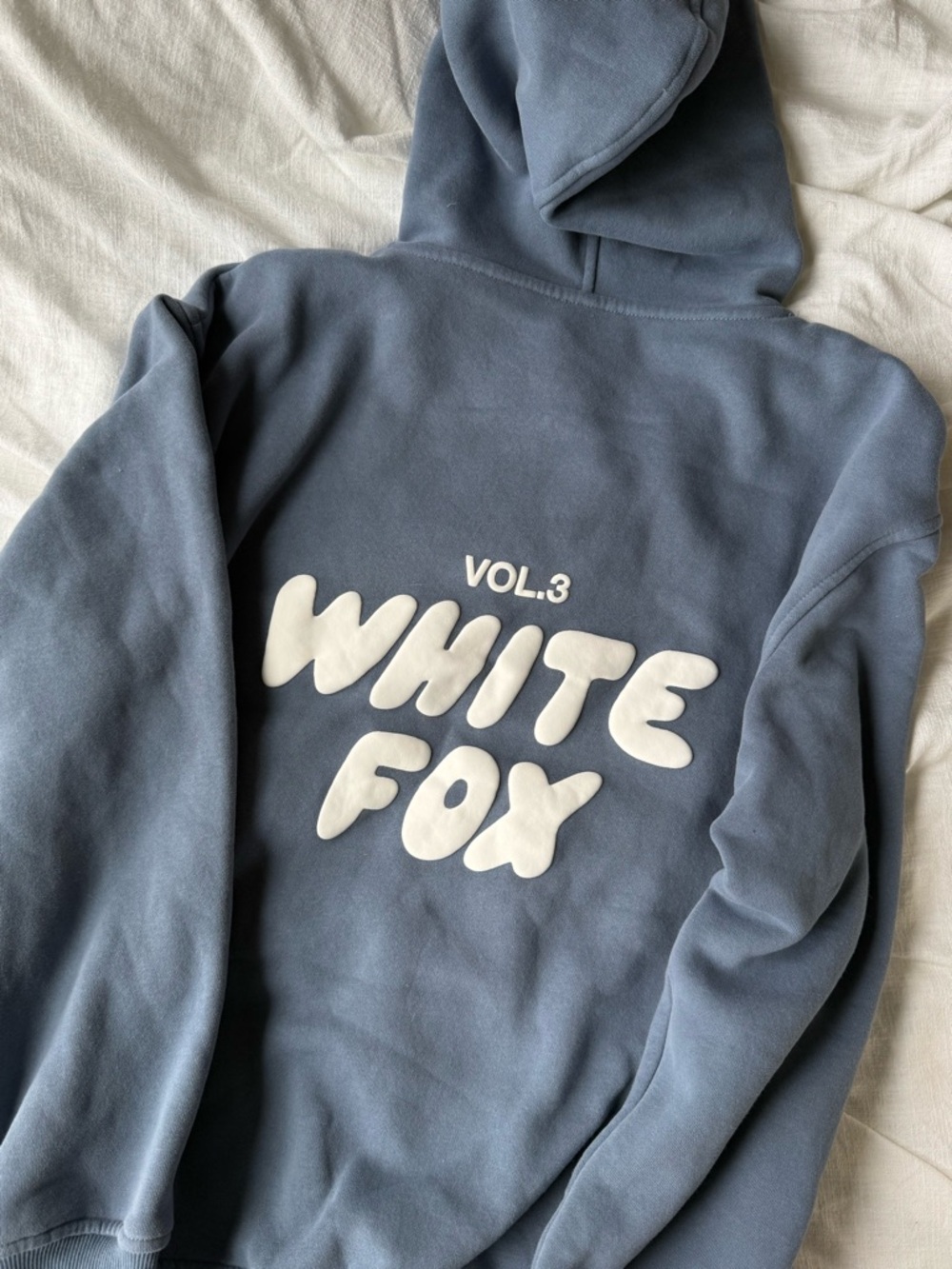White Fox Boutique Blue Hoodie with White Logo